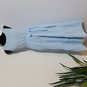 J. Crew Light Blue Tiered Gauzy Maxi Dress Matching Cloth Belt Pockets Size 2